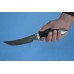 Нож "Акула" (Булат, художественное литье мельхиор, мореный граб, резной)