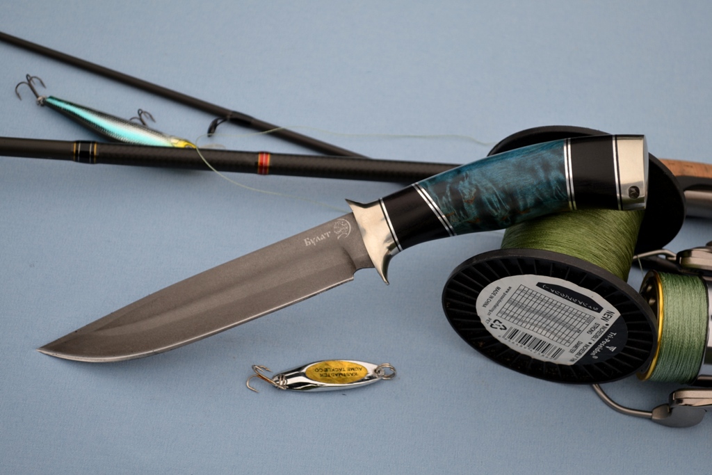 Нож "Беркут" (Булат, литье мельхиор, мореный граб, стабилизированное дерево)