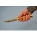 Нож "Финка" (ХВ5, литье латунь, береста)